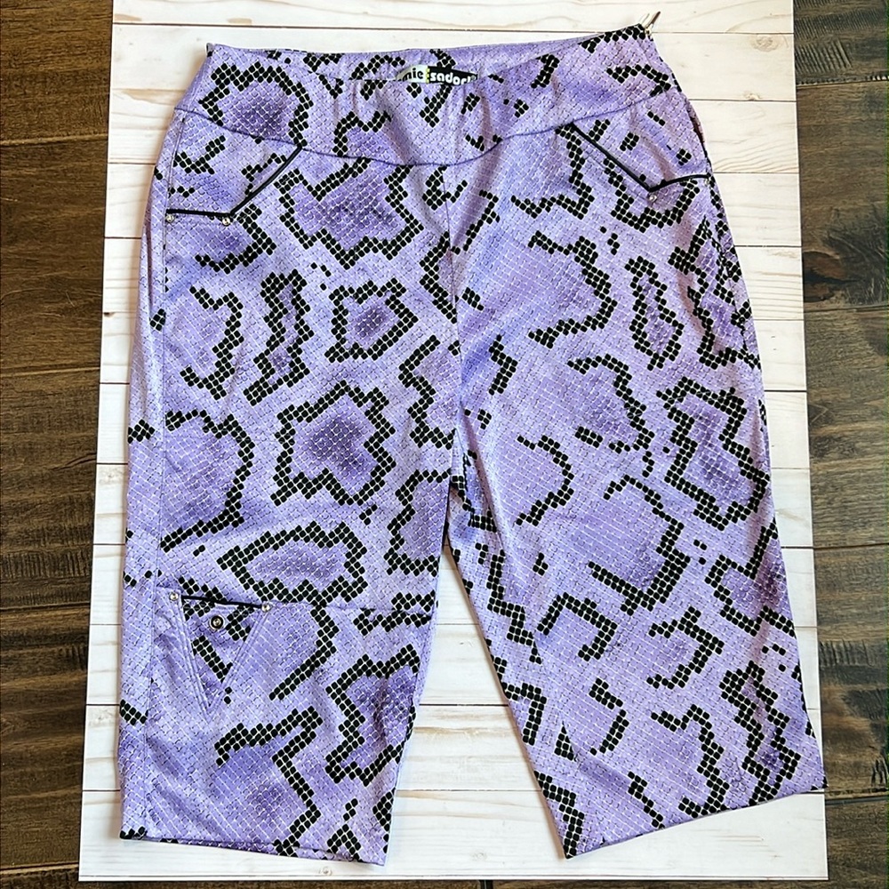 Jamie Sadock Purple & Black Python Capri Golf Pants Size 10